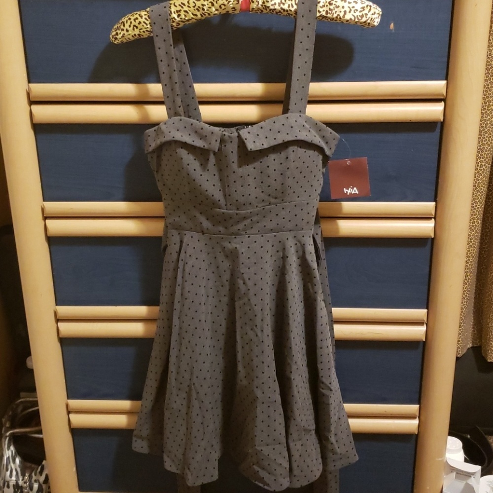 Ixia grey w/black polka dots dress